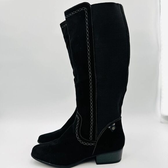 Gloria Vanderbilt Beatrice Knee High Black Microsuede Boots Size 8 - Picture 6 of 12